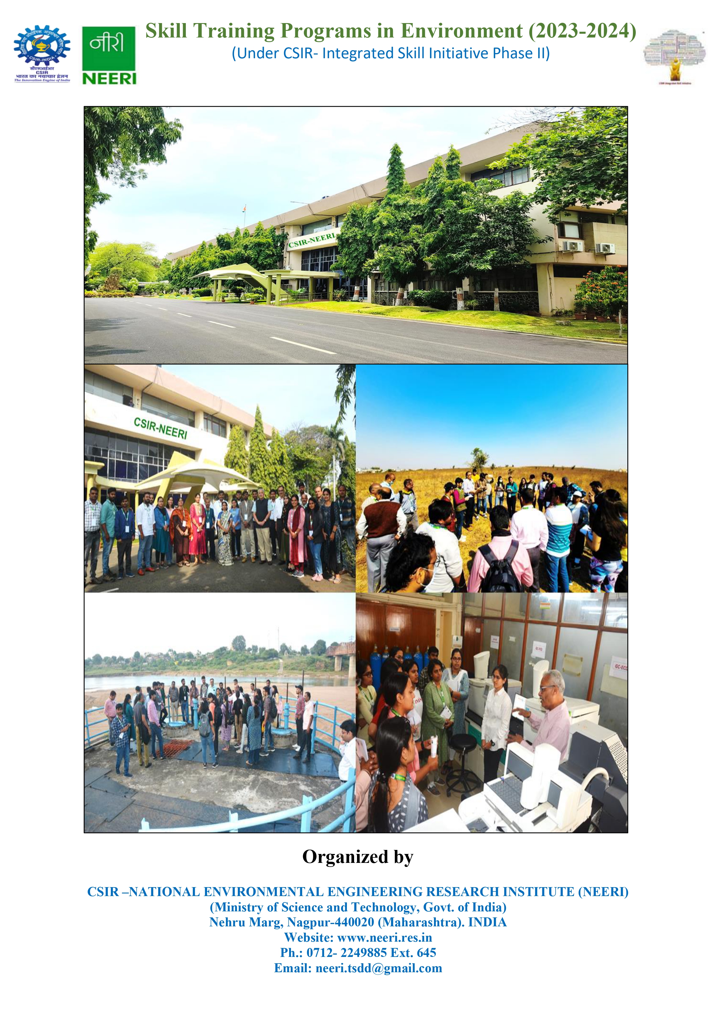 CSIR-NEERI's Skill Training Calendar (2023-2024).Due to overwhelming response, application weblink of first 7 skill training programs have been closed. Image